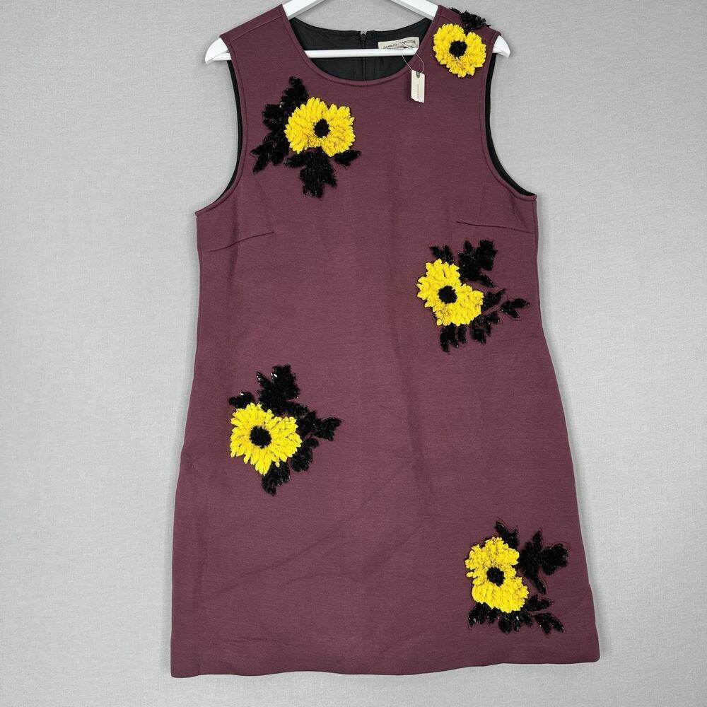 Dhruv Kapoor Anthro Womens Dress XL Purple Sequined Floral Textured‎ Shift Boho